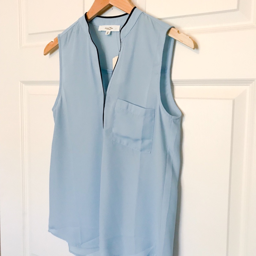 Blue Sleeveless Blouse